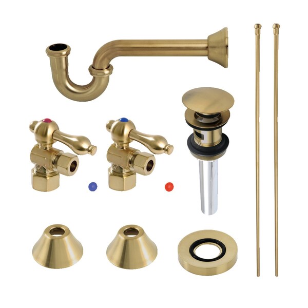 Plumbing Sink Trim Kit with PTrap and Overflow Drain, Brushed Brass